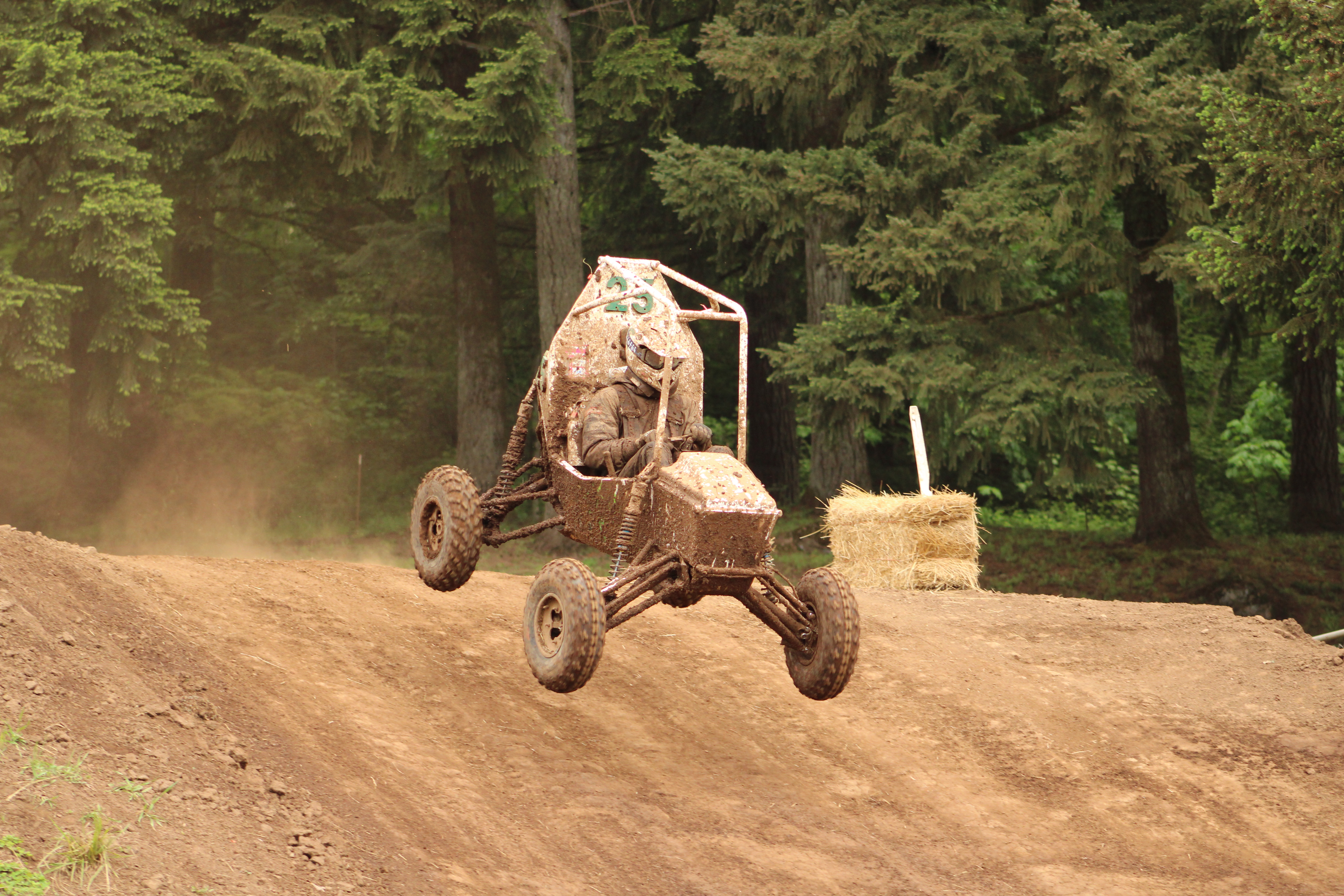 Phill catching air on the dirt track