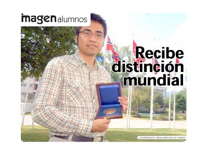 Clipping from a Tecnológico de Monterrey alumni publication about the prize, titled "Recibe distinción mundial".